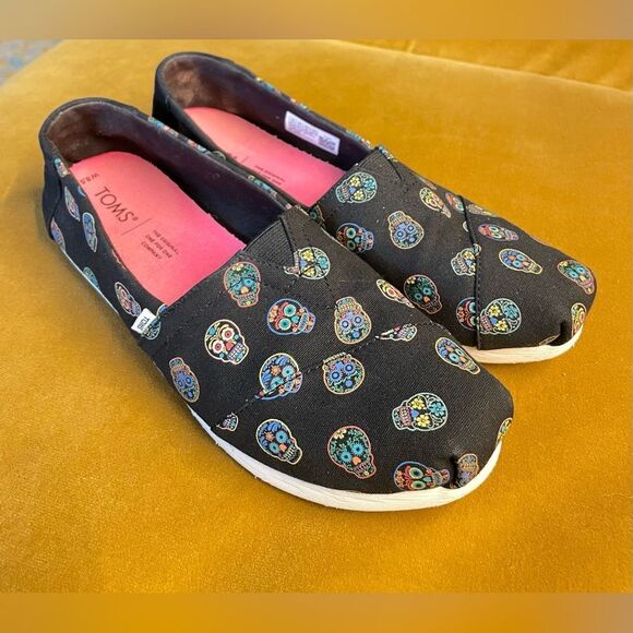 Toms Alpargata Glow In The Dark Day of the Dead Sugar Skulls 8.5 - Picture 2 of 10